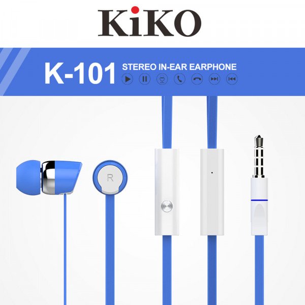 Wholesale KIKO K-101 HD Stereo Earphone Headset with Mic (K-101 Blue)